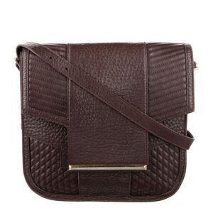 Reece Hudson Grained Brown Leather Shoulder Bag